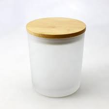 Frosted white jar 200ml with wooden lid without silicon ring