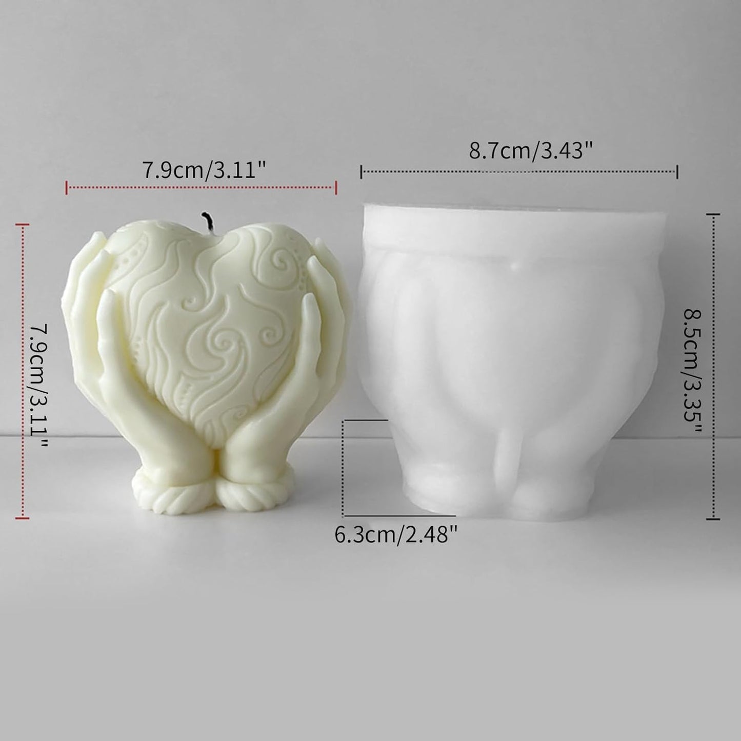 Hand holding heart mold