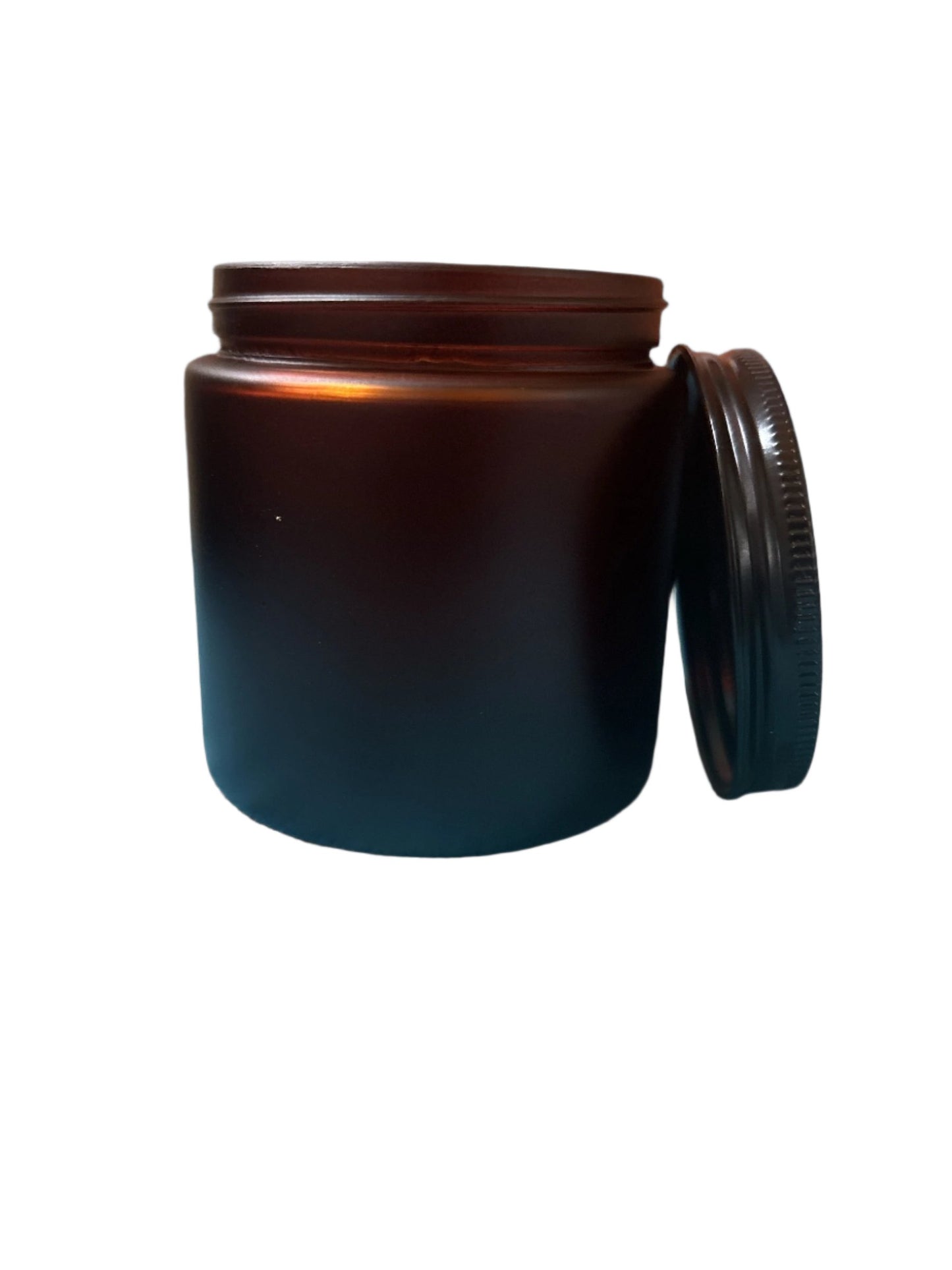 Frosted amber jar with black lid 250ml